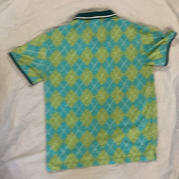 Urban Outfitters Men’s Small Green and Blue Diamond Pattern Collared Shirt. Used - Picture 2 of 4